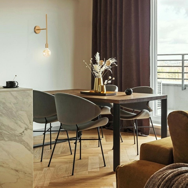 Lampa ścienna RIVA złota - Moosee